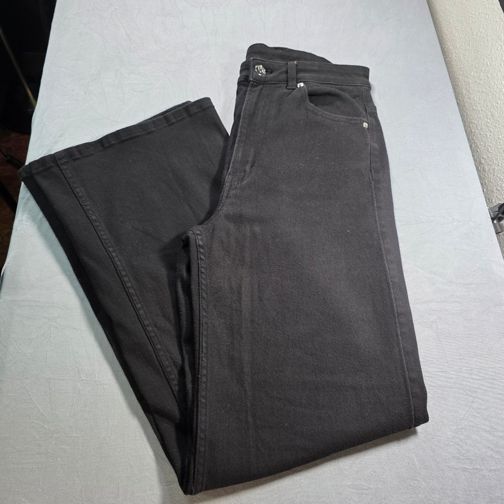 H&M Divided Womens Black High Waisted Wide Leg Jeans Size 4/6 *